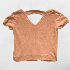 Madewell Deep Neck Pink Sweater- Medium